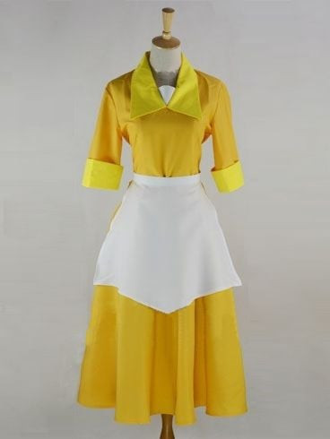 The Princess and the Frog Tiana Yellow Waitress Cosplay Costume