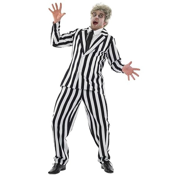 Beetlejuice Deluxe Costume - Black White Striped Suit Beetlejuice Cosplay