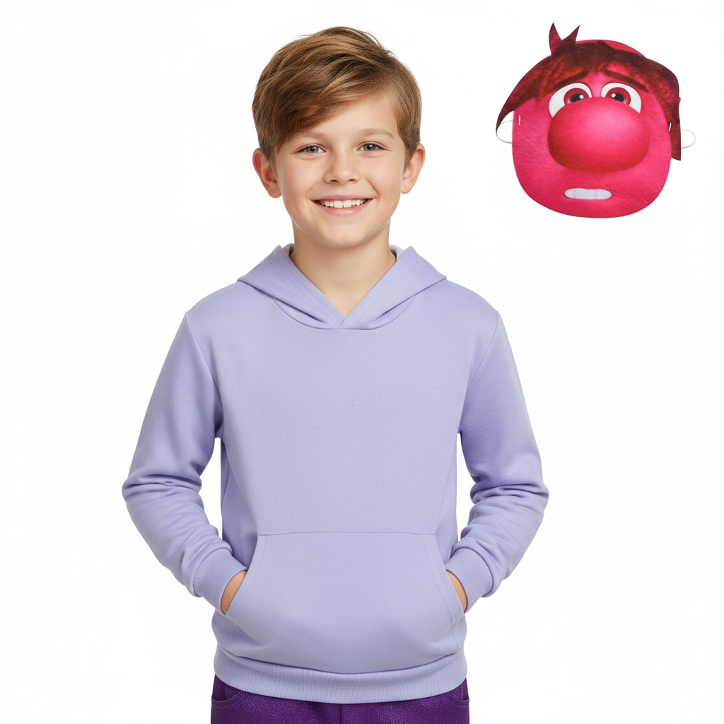 Kids Inside Out Embarrassment Costume - Purple Hoodie Pants Mask Set Embarrassment Cosplay