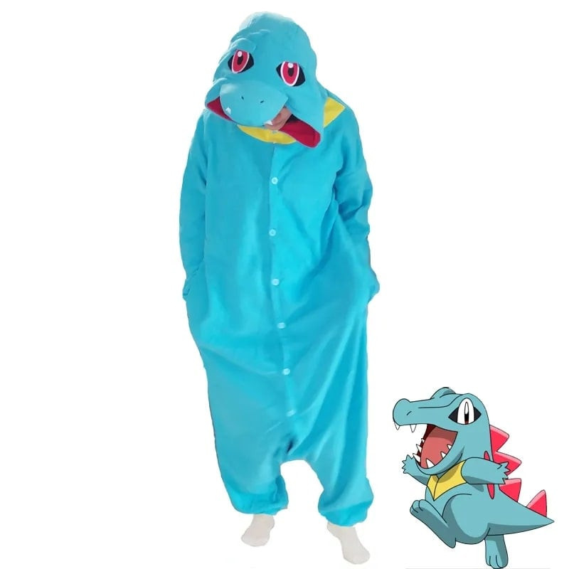 Pokemon Totodile Costume - Onesie Jumpsuit Totodile Cosplay