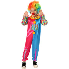 Kids Clown Costume - Rainbow Jumpsuit Clown Cosplay