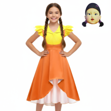 Girls Squid Game Robot Girl Red Light Green Light Costume - Long Dress Mask Set Squid Game Robot Girl Costume