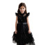 Wednesday Addams Costume - Girls Black Tulle Party Prom Dress Wednesday Series Cosplay