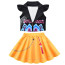 Girls K-Pop Demon Hunters Mira Costume - Black Yellow Shirt Vest Skirt Set Mira Cosplay