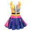 Girls K-Pop Demon Hunters Rumi Costume - Yellow Purple Puffed Sleeves Mini Dress Rumi Cosplay