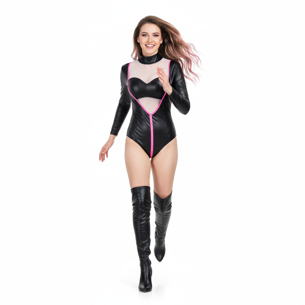 Hazbin Hotel Angel Dust Costume - Black Bodysuit Angel Dust Cosplay