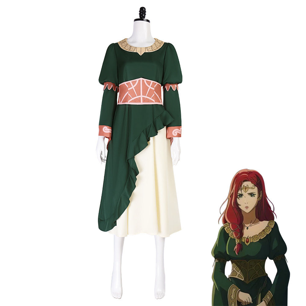 LOTR War of the Rohirrim Hera Hammerhand Costume - Green White Dress Hera Hammerhand Cosplay
