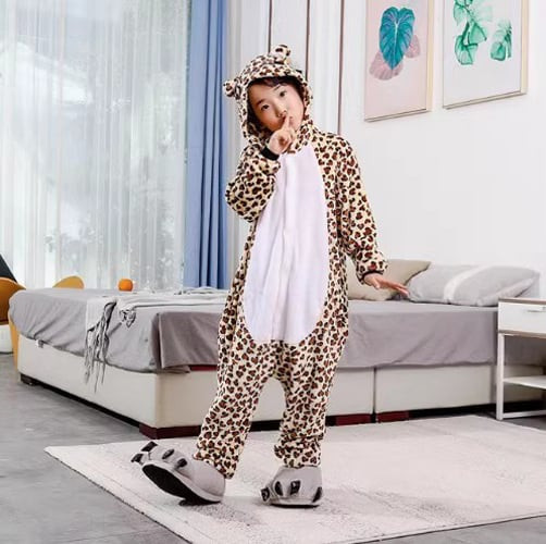 Kids Leopard Costume - Onesie Jumpsuit Shoes Set Leopard Cosplay