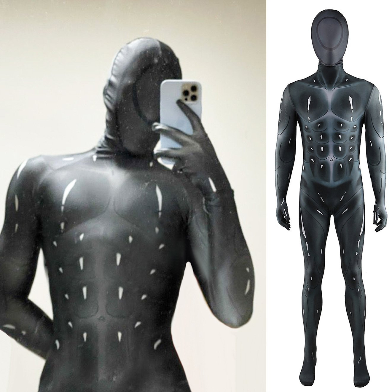 Black Muscleman Suit Costume - Shiny Bodysuit Black Muscleman Cosplay