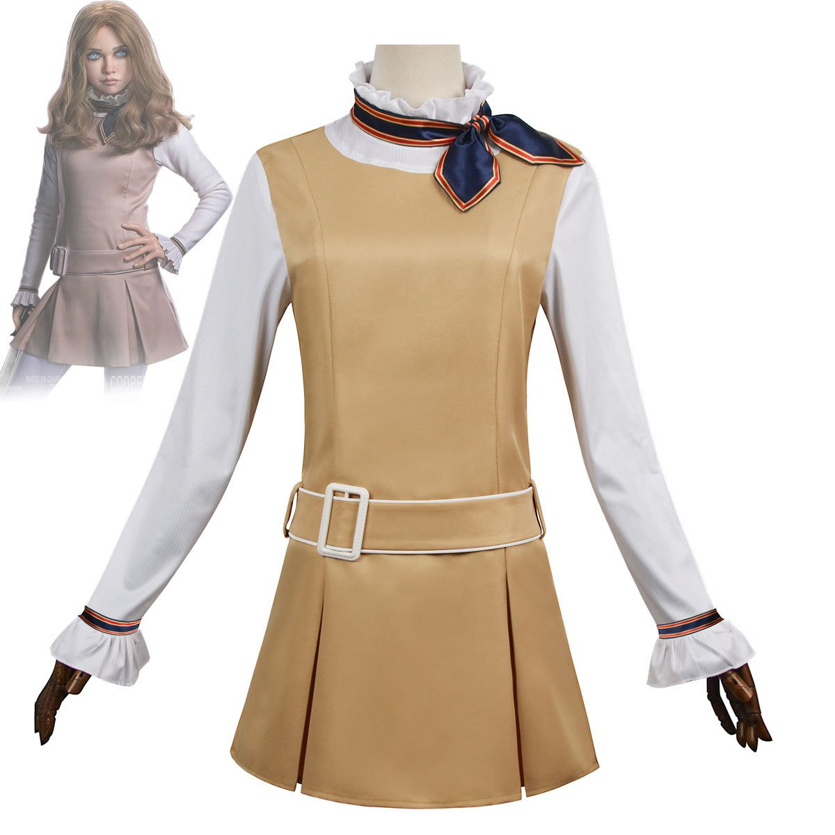 M3GAN Megan Costume - White Beige Dress Megan Cosplay
