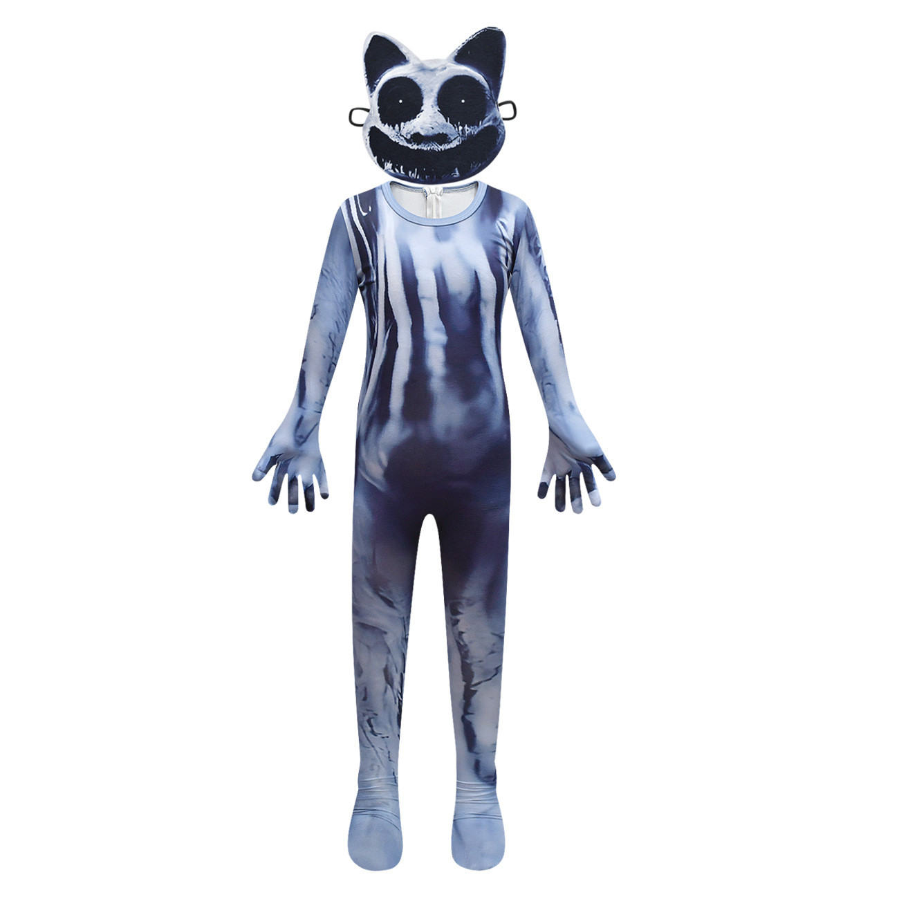 Kids Zoonomaly Smile Cat Costume - Black & White Bodysuit Mask Smile Cat Cosplay
