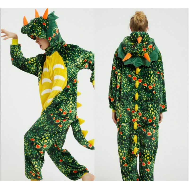 Kids Green Triceratops Costume - Onesie Jumpsuit Green Triceratops Cosplay