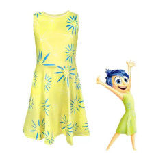 Inside Out Joy Costume - Yellow Dress Mask Set Joy Cosplay