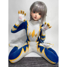 Anime Furry Fur Suit Costume - Blue White Bodysuit With Tail Anime Furry Cosplay