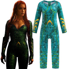 Girls Aquaman Mera Costume - Green Bodysuit Mera Cosplay