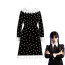 Wednesday Addams Costume - Girls Gothic Collar Print Dress Wednesday Cosplay