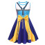 Girls K-Pop Demon Hunters Zoey Costume - Blue Yellow Sleeveless Mini Dress Zoey Cosplay