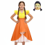 Girls Squid Game Robot Girl Red Light Green Light Costume - Long Dress Mask Set Squid Game Robot Girl Costume