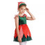 Girls Christmas Elf Costume - Green Striped Dress Christmas Elf Cosplay
