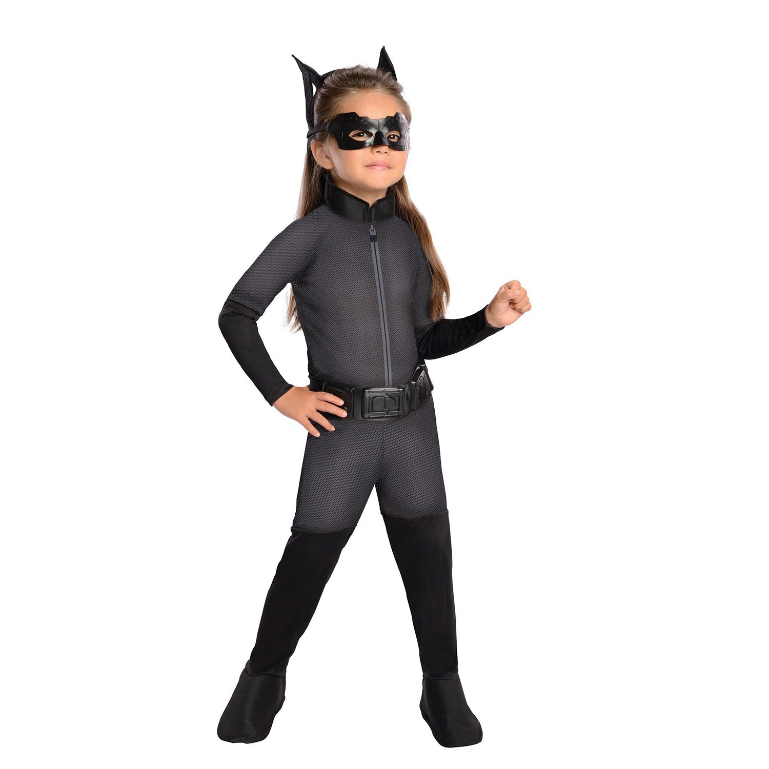 Catwoman Costume - Girls Black Deluxe Body Suit Catwoman Cosplay
