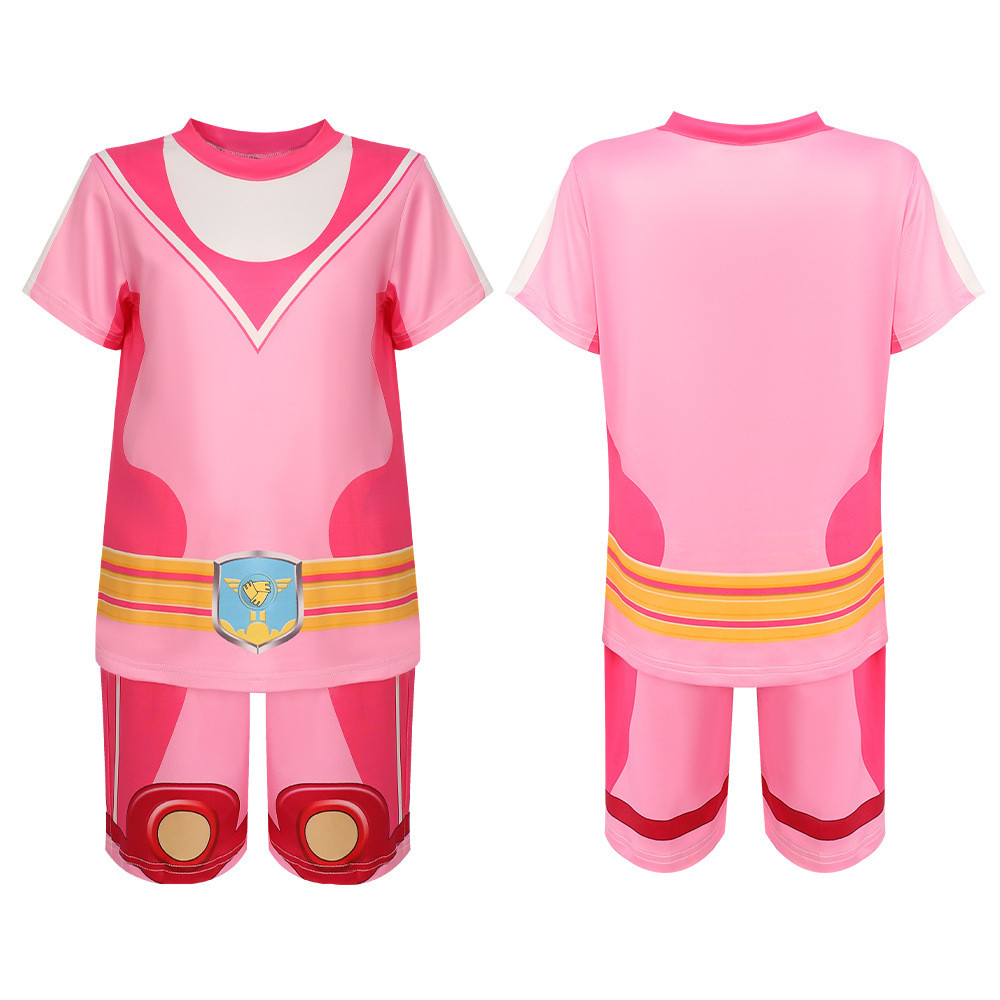 Girls Cosmicrew: Storm Force Rainbow Costume - Pink Shirt Set Rainbow Cosplay