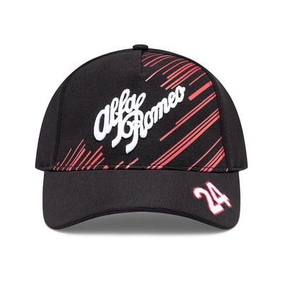 Alfa Romeo Zhou Guanyu 24 Cap Hat - Black Red Hat Alfa Romeo Zhou Guanyu 24 Costume Cosplay Prop