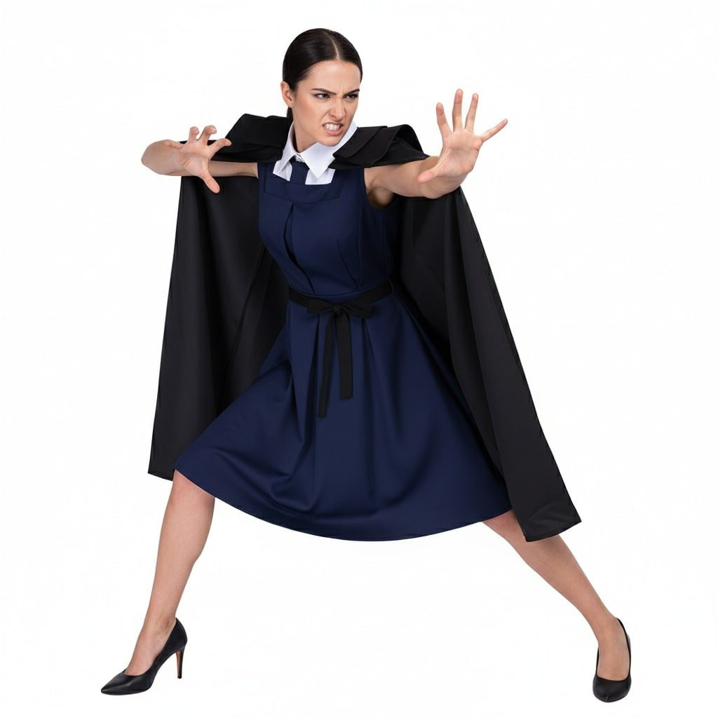 Harry Potter Professor Hooch Costume - Blue Dress Black Coat Rolanda Hooch Cosplay