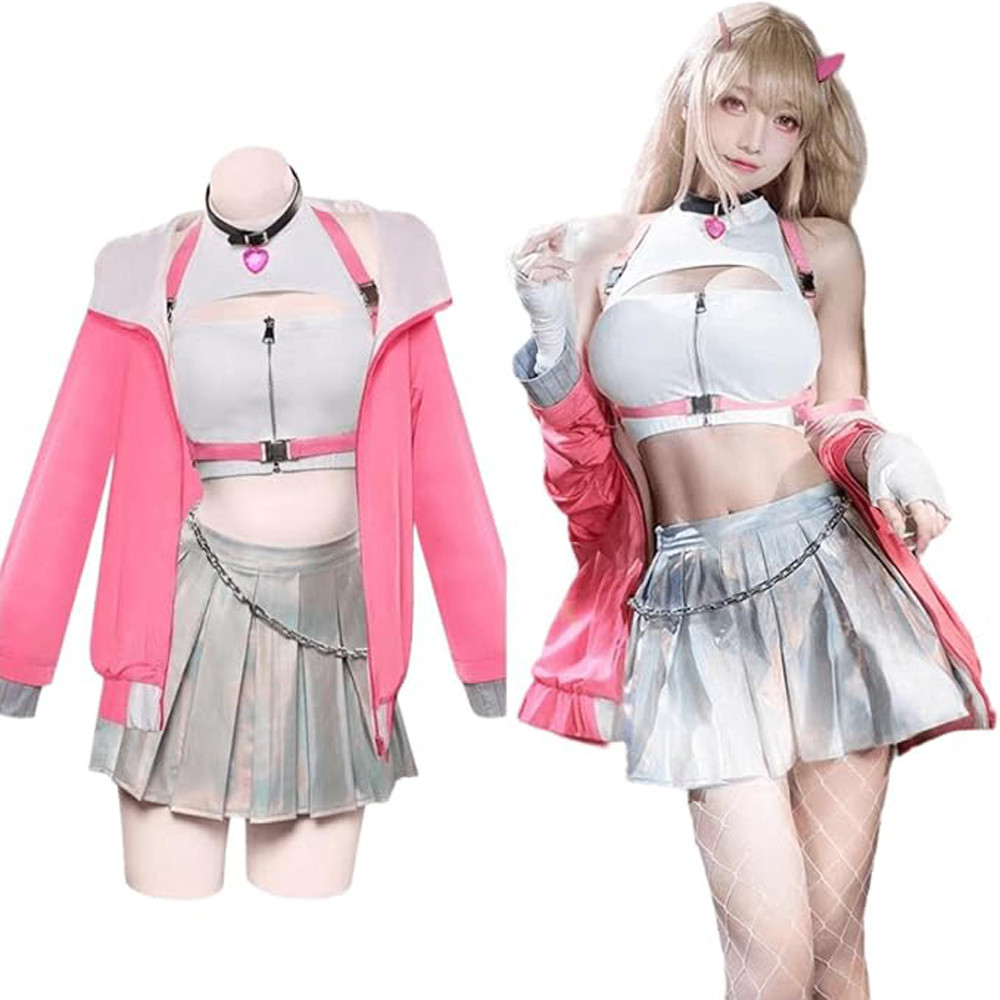 Goddess of Victory: Nikke Viper Costume - White Pink Coat Skirt Full Set Nikke Viper Cosplay