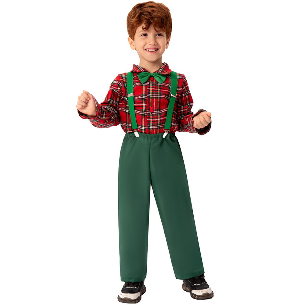 Kids Christmas Costume - Green Suspenders Set Christmas Cosplay