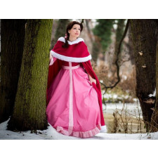 Belle Pink Snow Dress Cosplay Costume