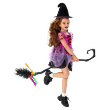 Girls Witch Costume - Purple Dress Hat Set Witch Cosplay