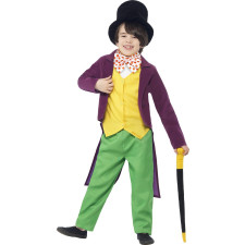 Charlie and The Chocolate Factory Willy Wonka Costume - Black Hat Purple Suit Boys Willy Wonka Cosplay
