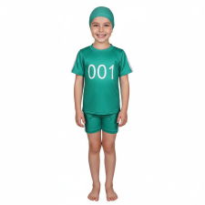 Kids Squid Game 001 Swimsuit Costume - Two Piece Green Swimsuit with Swimming Cap Squid Game Cosplay