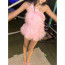 Black Pink Jennie Stage Outfit Costume - Pink Furry Dress Jennie Cosplay