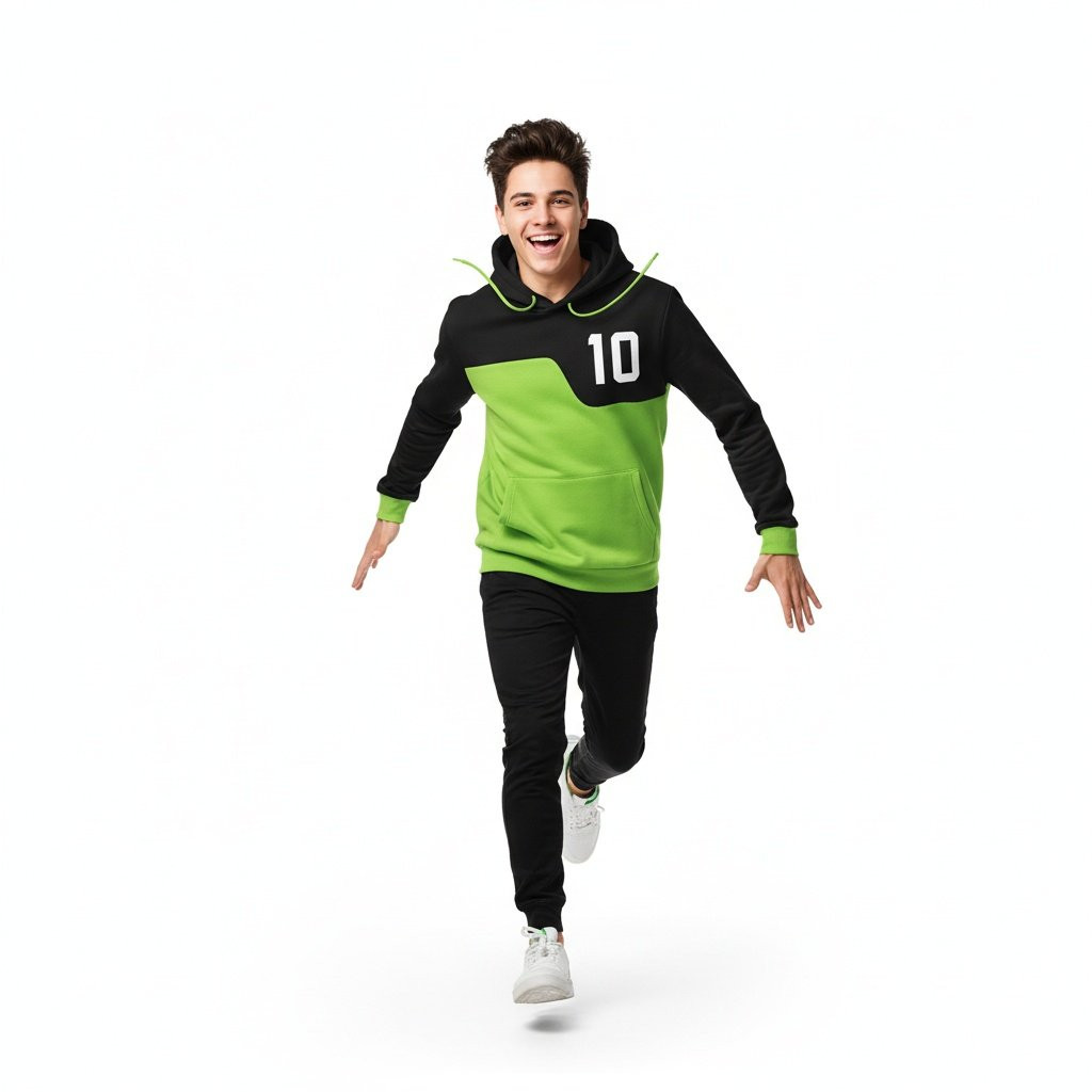 Ben 10 Ben Tennyson Costume -  Black and Green Number 10 Hoodie Ben Ten Cosplay