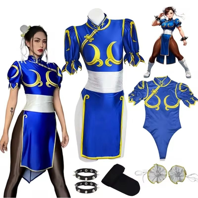 Street Fighter Chun Li Costume - Blue Fighting Dress Chun Li Cosplay