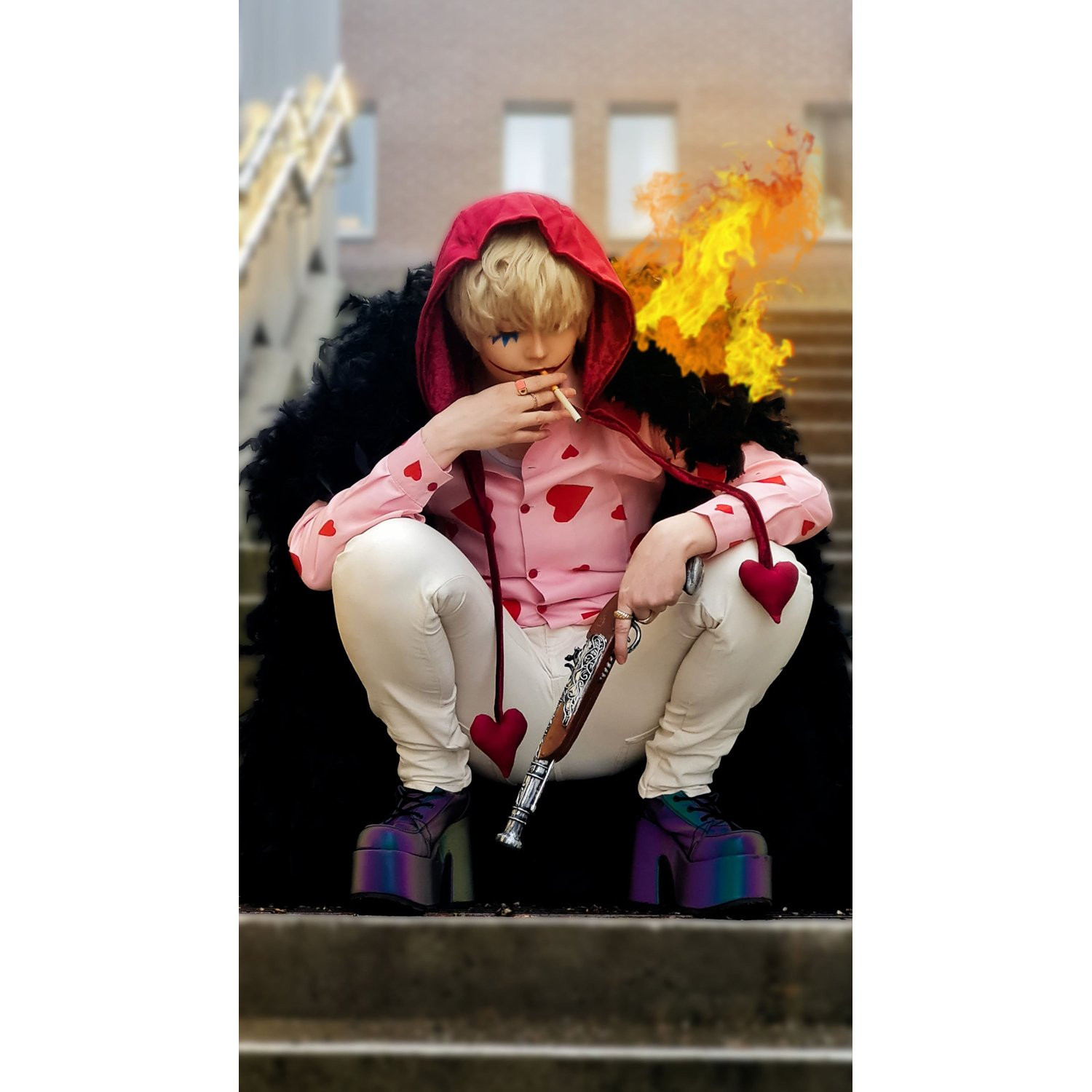 One Piece Corazon Costume - Heart Shirt Hat Set Corazon Cosplay