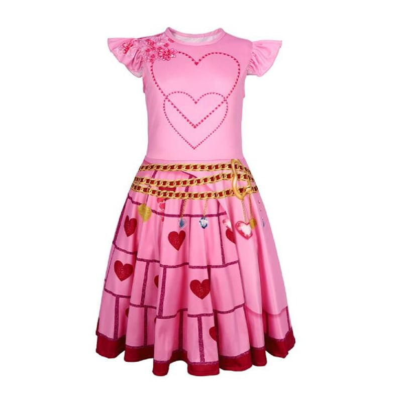 Girls Descendants 4: The Rise of Red Princess Bridget of Hearts Costume - Pink Short Sleeves Dress Princess Bridget of Hearts Cosplay