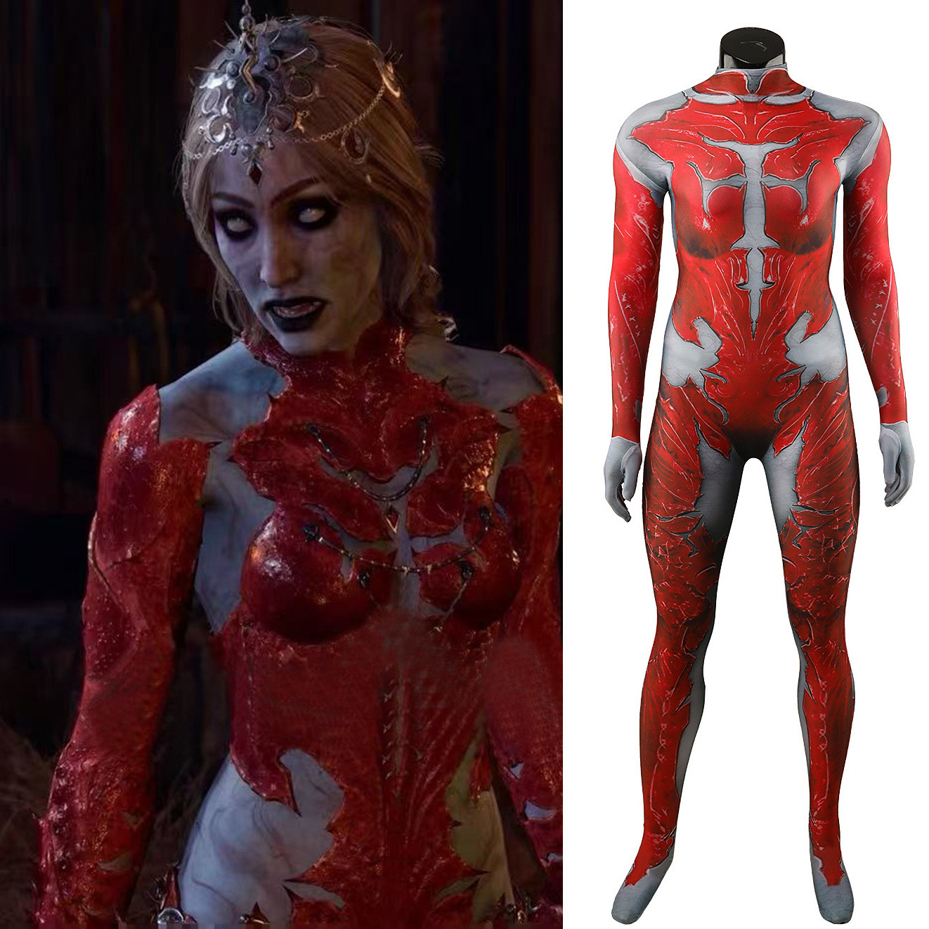 Baldur's Gate III Orin The Red Costume - Red Bodysuit Orin Cosplay