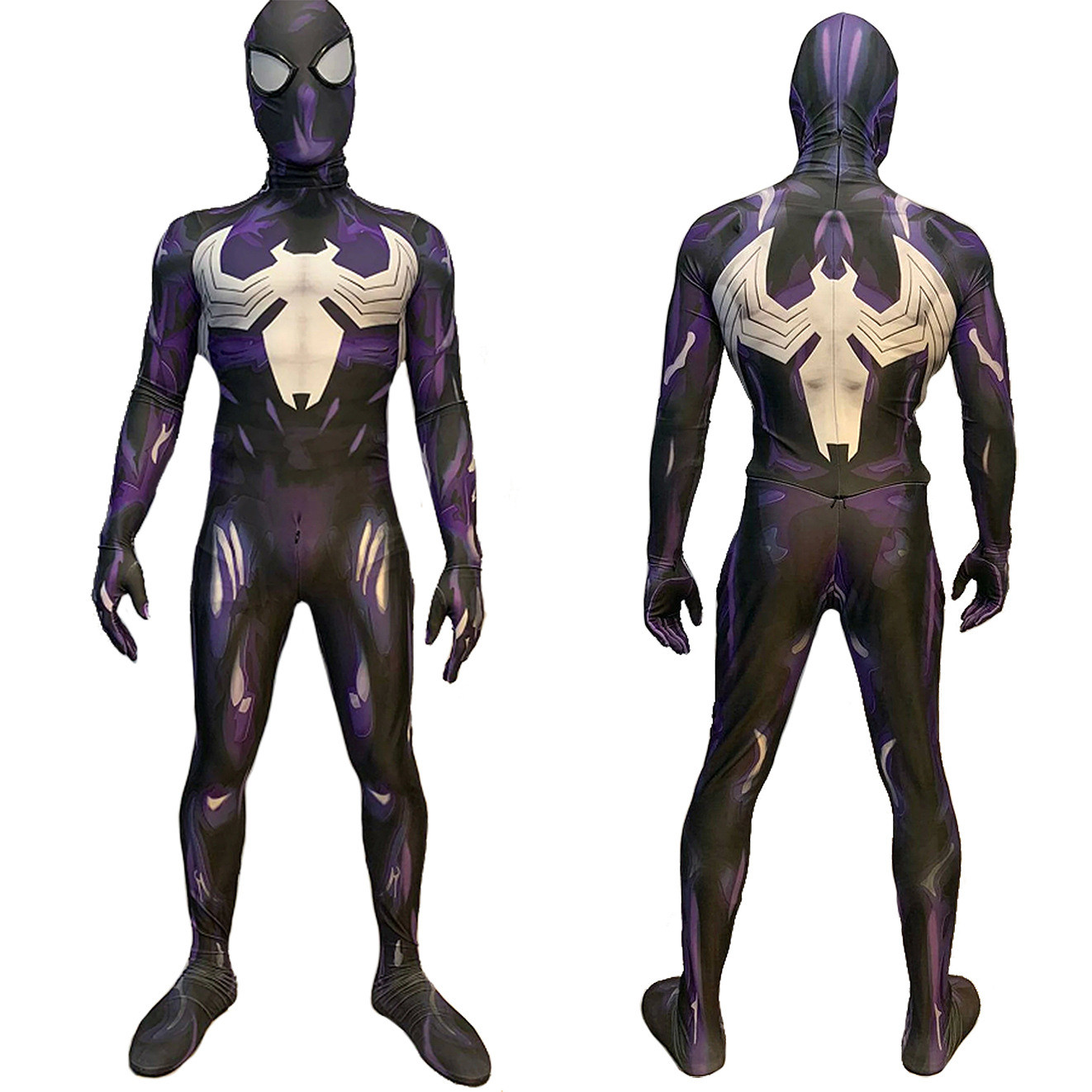Super Hero Secret Wars Spider-Man Symbiote Suit Costume - Purple Bodysuit Mask Spider Man Cosplay