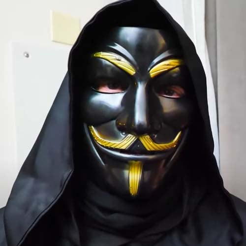 V For Vendetta Mask - Black And Gold V For Vendetta Cosplay Costume Mask