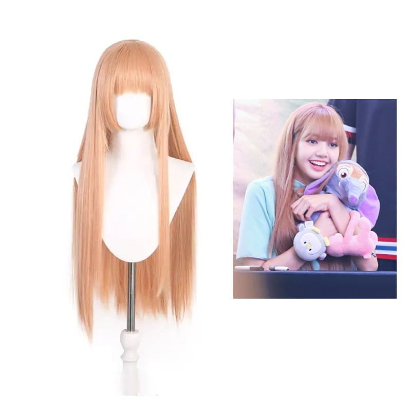 Black Pink Lisa Long Hair Wig - Black Pink Lisa Costume Wig Prop