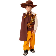 Boys Medieval Renaissance Costume - Brown Hat Cape Set Medieval Cosplay