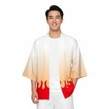 Demon Slayer Kyojuro Rengoku Costume - Flames Kimono Jacket Kyojuro Rengoku Cosplay