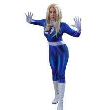 The Fantastic Four Invisible Woman Costume - Retro Comic Style Blue Bodysuit Susan Storm Cosplay
