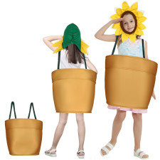Kids Sunflower With Pot Costume - Suit Flowerpot Cosplay