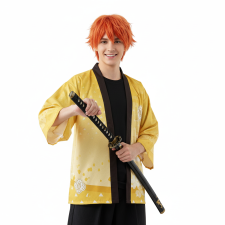 Demon Slayer Zenitsu Agatsuma Costume - Sparrow Chuntaro Yellow Kimono Jacket Zenitsu Agatsuma Cosplay