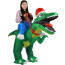Riding Christmas Hat Green Dinosaur Inflatable Costume - Riding Christmas Dinosaur Cosplay