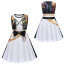 Girls K-Pop Demon Hunters Rumi Costume - Black White Gold Sleeveless Mini Dress Stage Outfit Rumi Cosplay