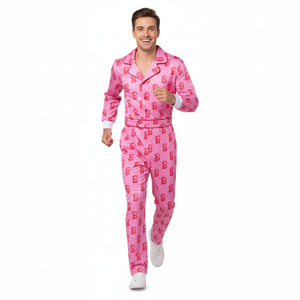 Barbie Movie Ken Costume - Dark Pink Jumpsuit Ken Cosplay
